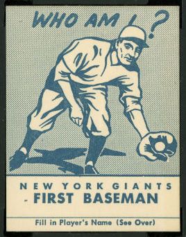 1955 Carnival Candy NY Giants First Baseman